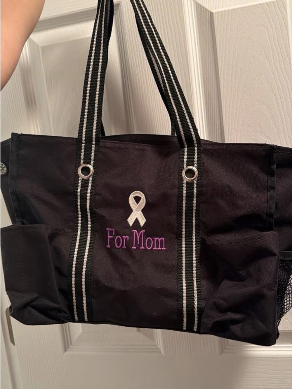 thirty-one Black Tote with Ribbon Embroidery